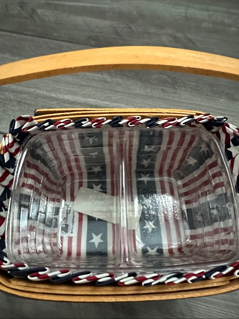 Longaberger Red, White & Blue Woven Handle Basket - 1997